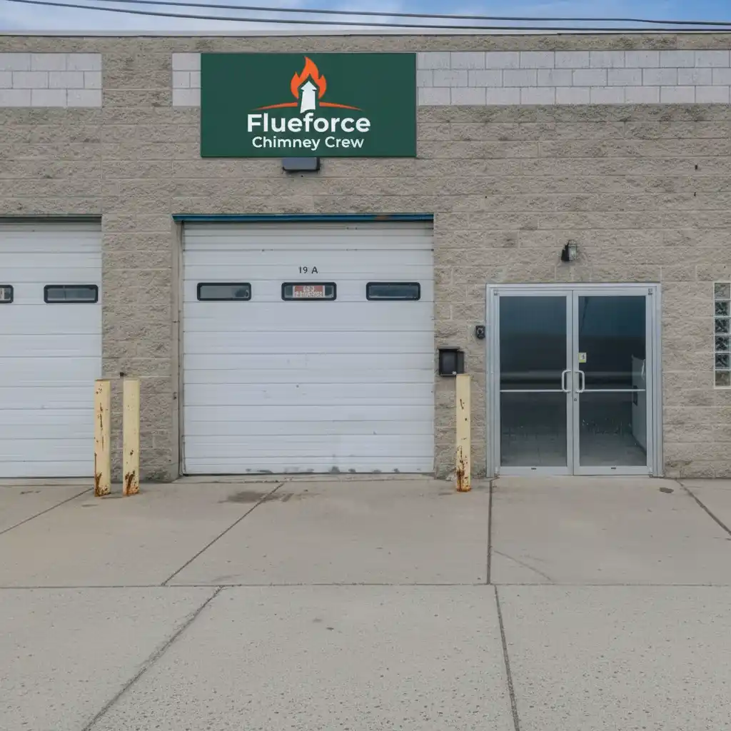 Flueforce Chimney Crew office interior with company logo and branding